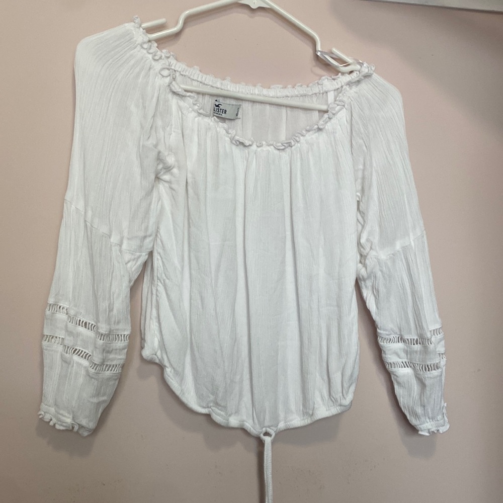 Hollister white long sleeve blouse